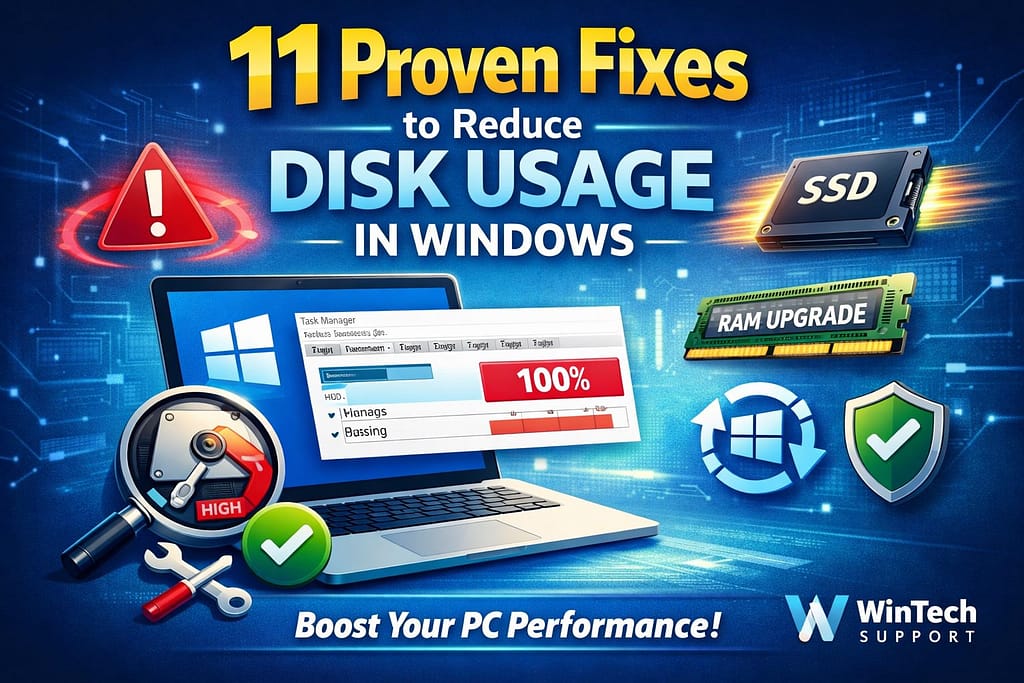 disk usage in Windows error causing slow computer performance