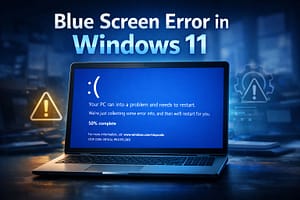 Blue Screen Error in Windows 11 displayed on a computer screen during system crash